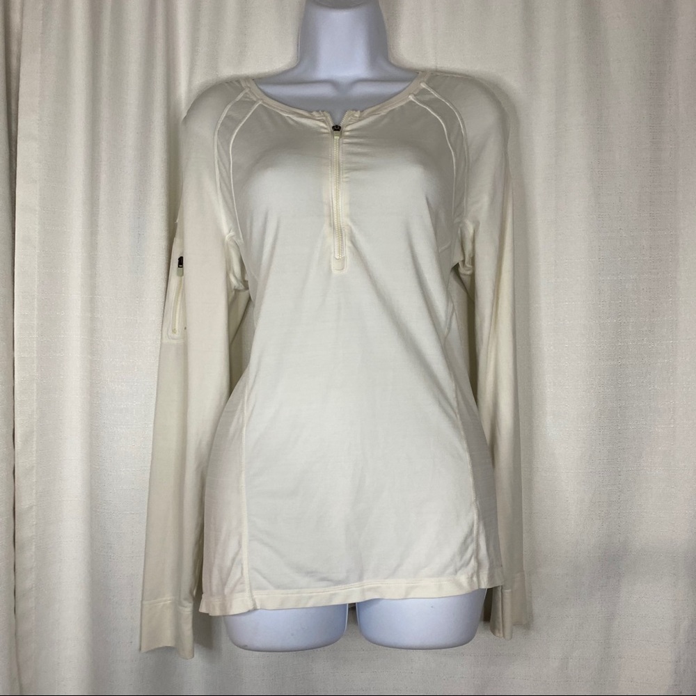 Athleta Egshell white Half Zip Pullover Sz XL